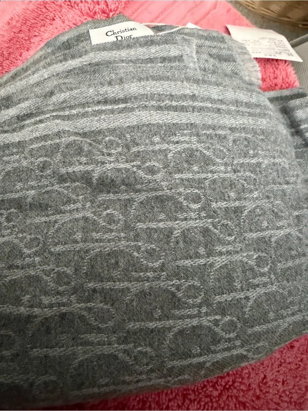 Dior Double-Sided Oblique Scarf in Gray and Black
